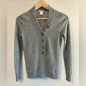 J. Crew 100% Italian cashmere big button v-neck